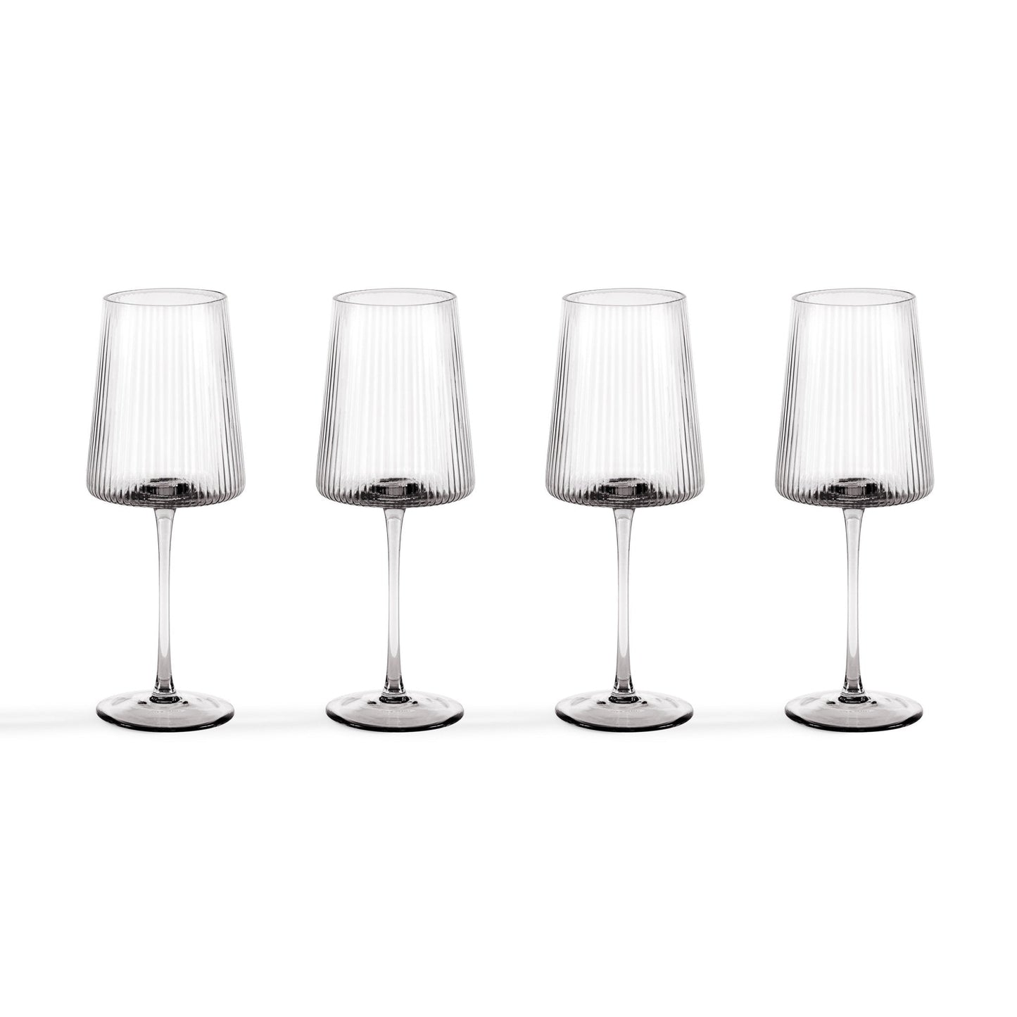 Gatsby Set of 4 Ripple Glass Wine Glasses - Smoked