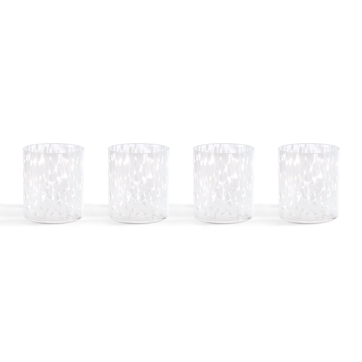 Sarda Dotty Glass Tumblers - Set of 4 - White