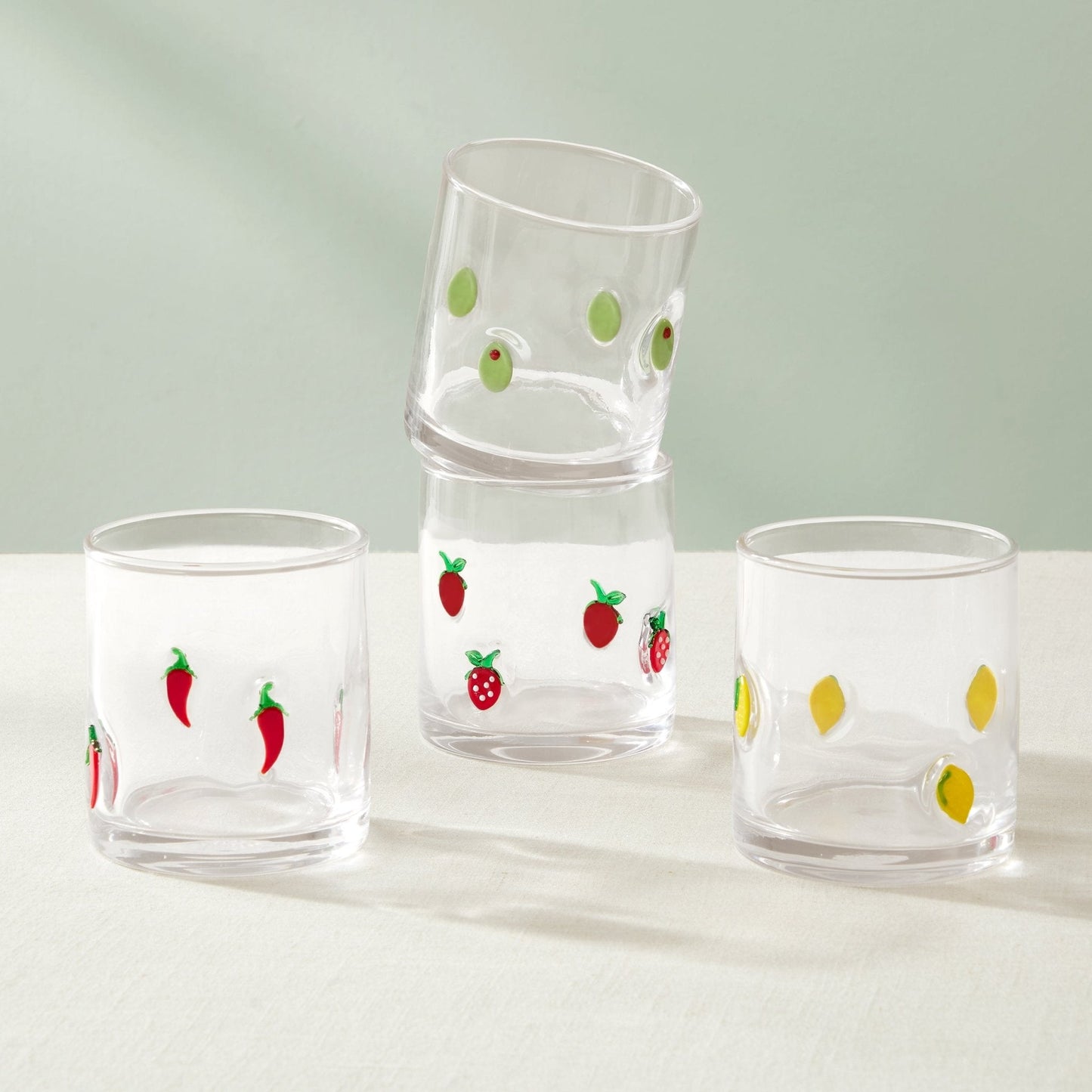 Fruity Glass Tumblers - Set of 4 - Clear