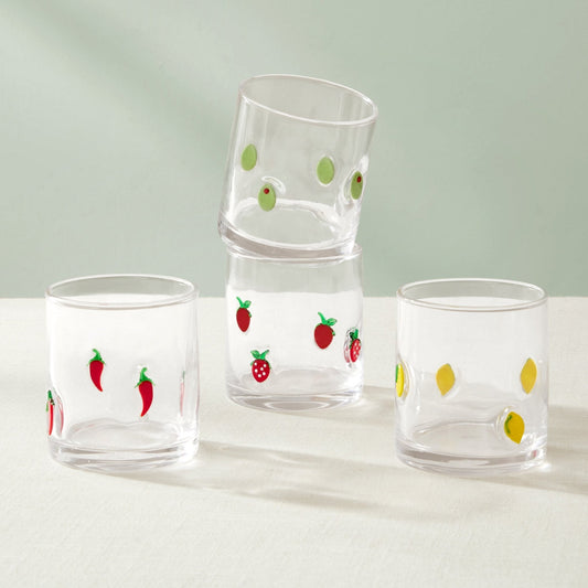 Fruity Glass Tumblers - Set of 4 - Clear