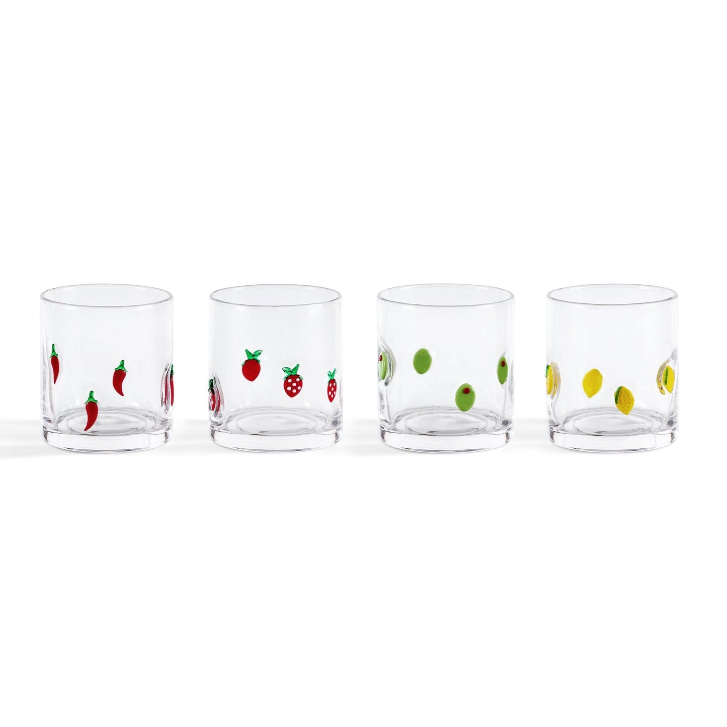 Fruity Glass Tumblers - Set of 4 - Clear