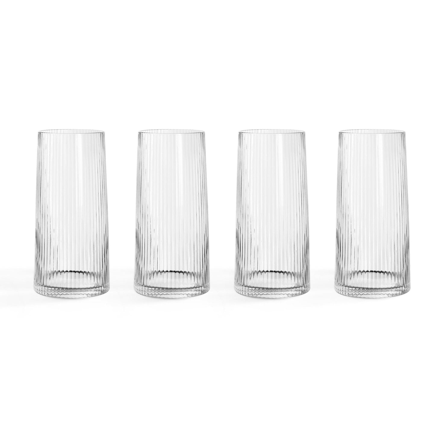 Gatsby Set of 4 Ripple Glass Highballs - Clear