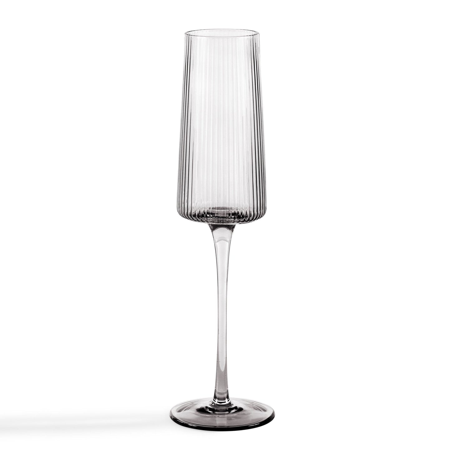 Gatsby Set of 4 Ripple Glass Champagne Flutes - Smoked