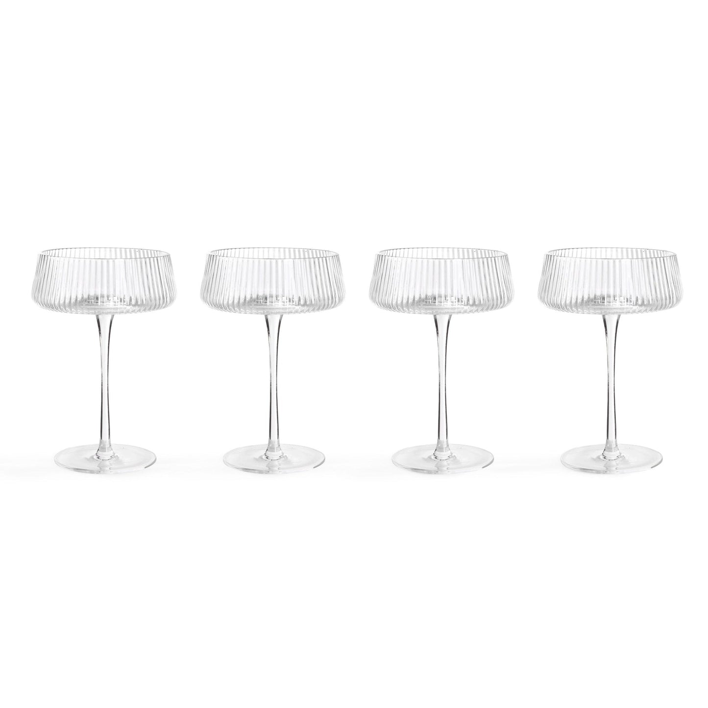 Gatsby Set of 4 Ripple Glass Coupes - Clear
