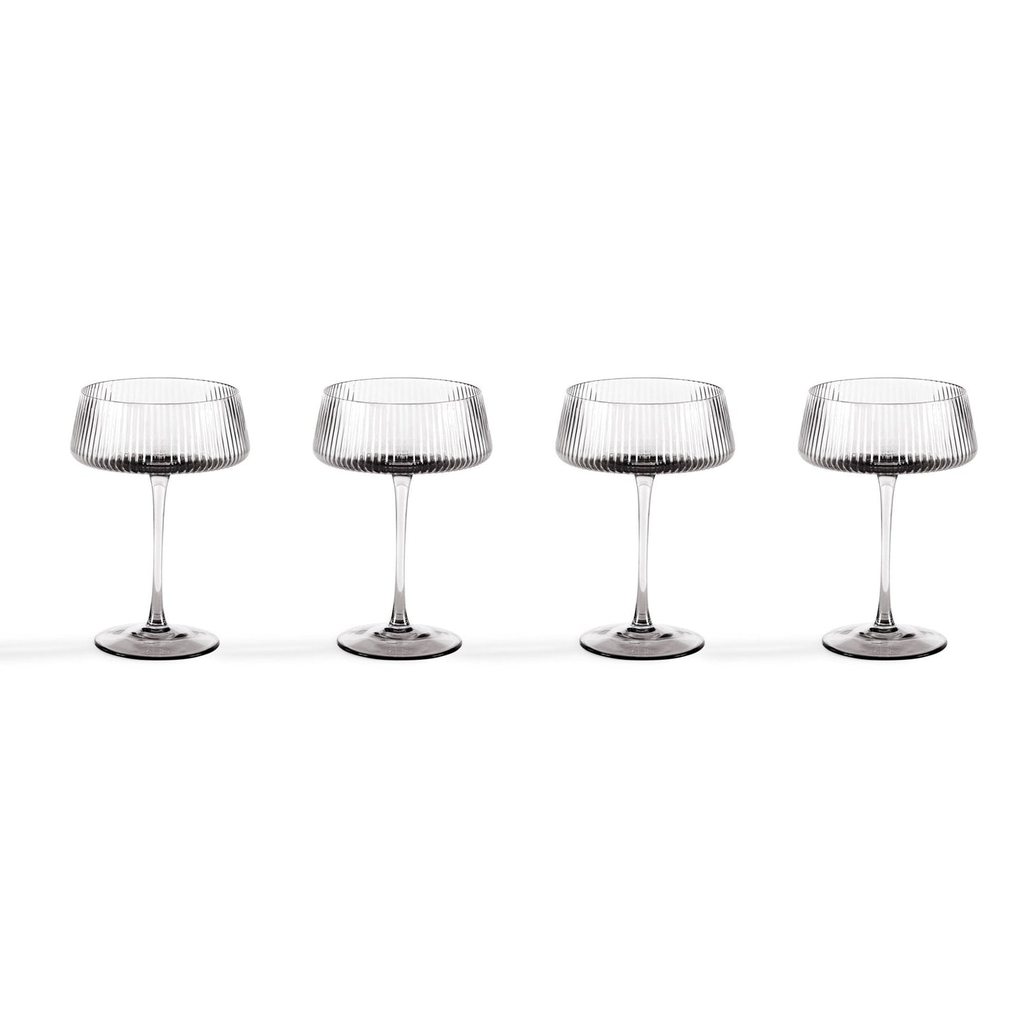 Gatsby Set of 4 Ripple Glass Coupes - Smoked