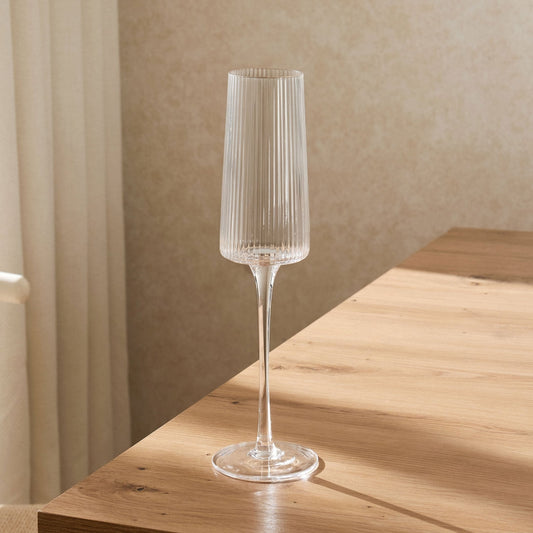 Gatsby Set of 4 Ripple Glass Champagne Flutes - Clear