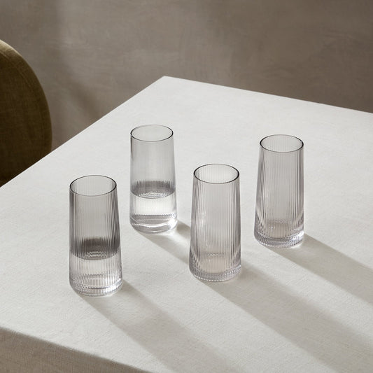 Gatsby Set of 4 Ripple Glass Highballs - Smoked