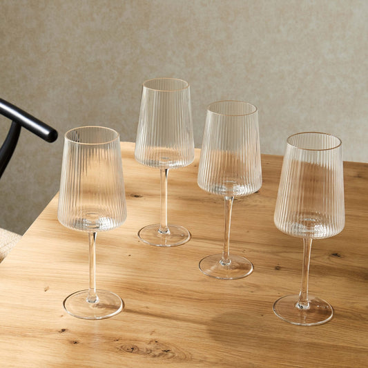 Gatsby Set of 4 Ripple Glass Wine Glasses - Clear