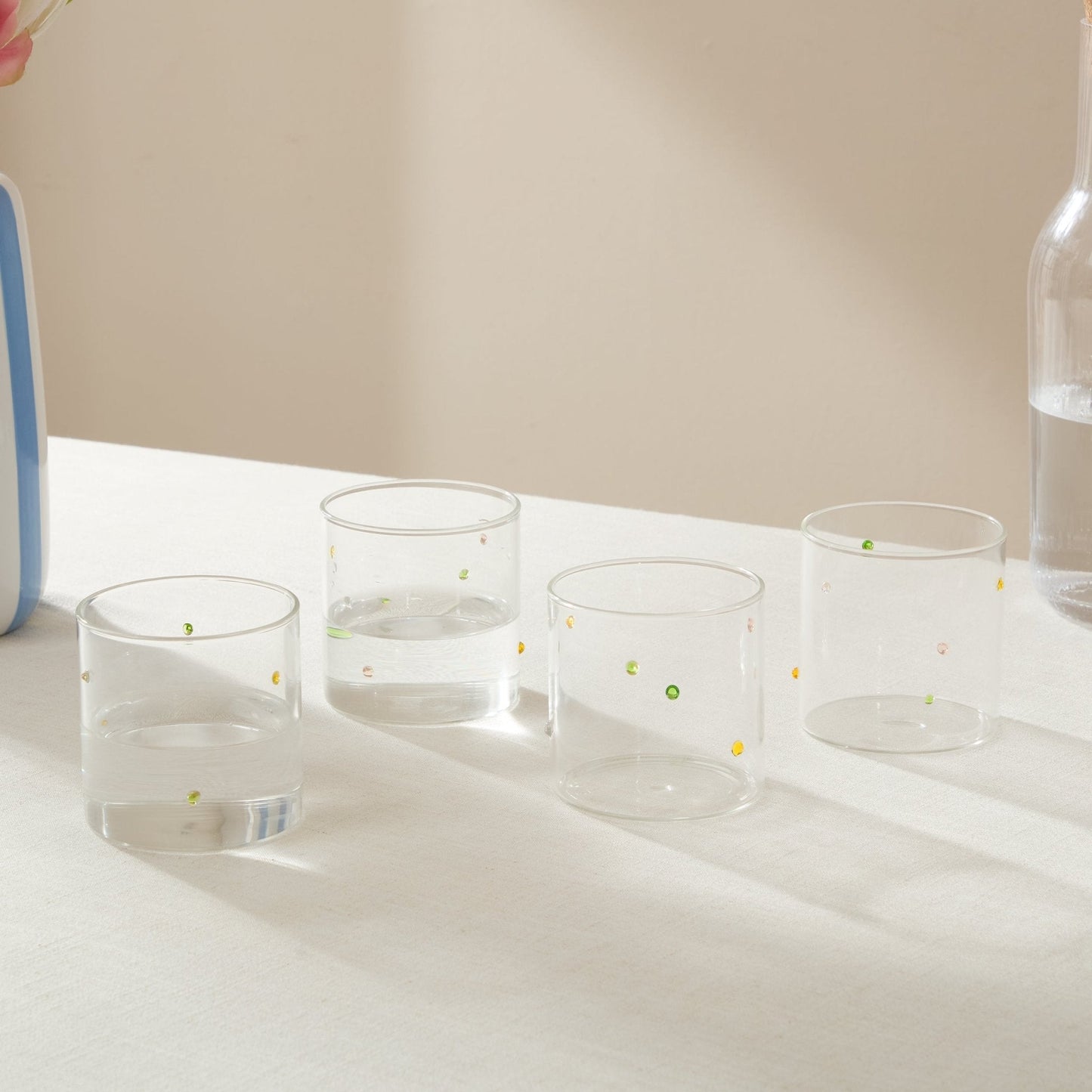 Nelly Polka Dot Glass Tumblers - Set of 4 - Clear