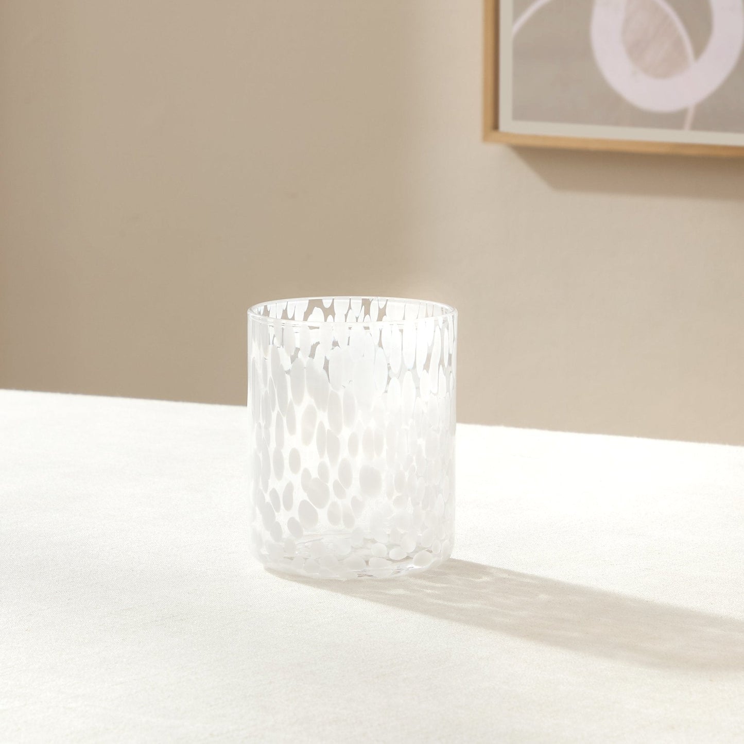 Sarda Dotty Glass Tumblers - Set of 4 - White